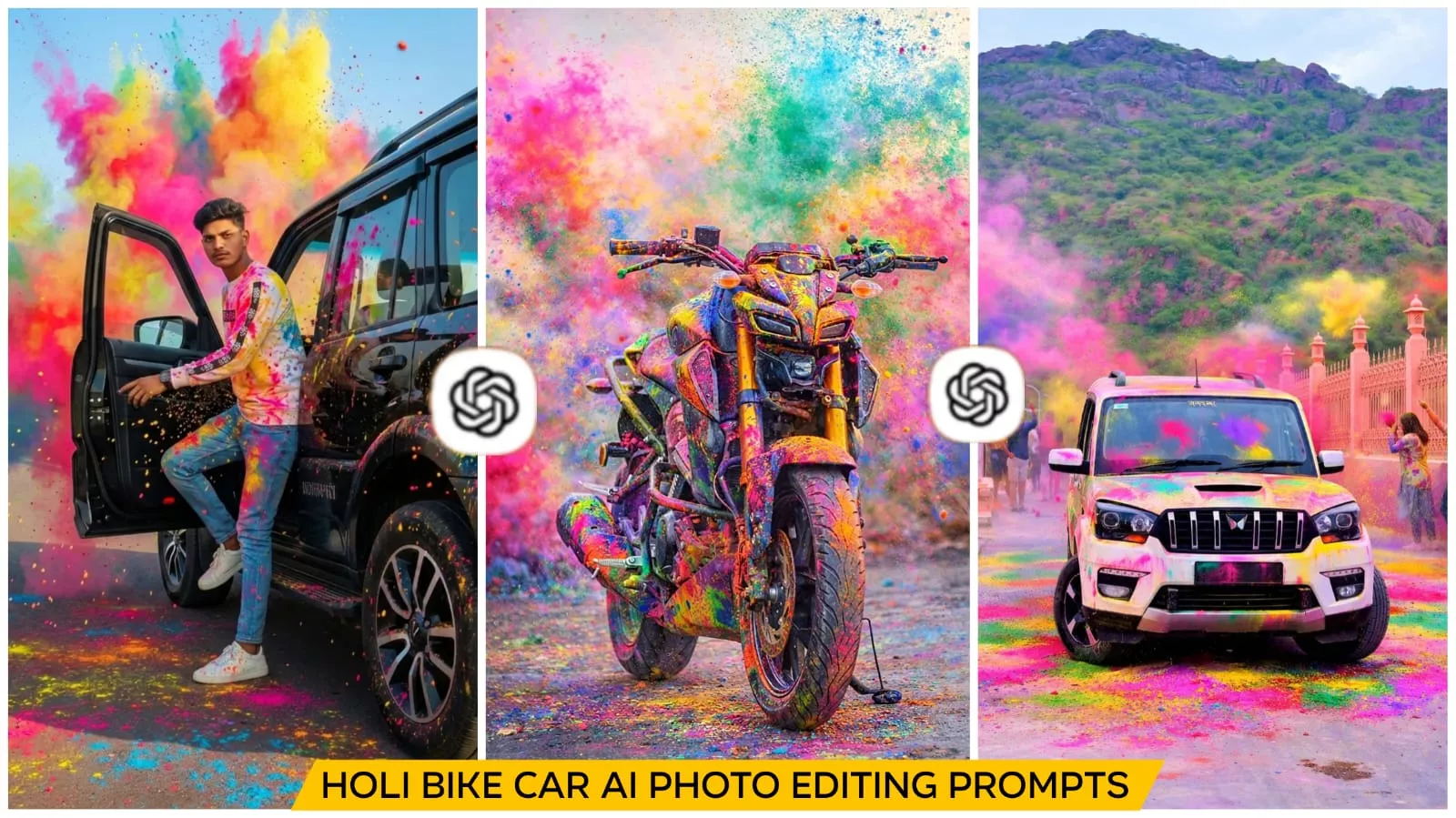 Holi Bike Car Ai Photo Editing Prompts