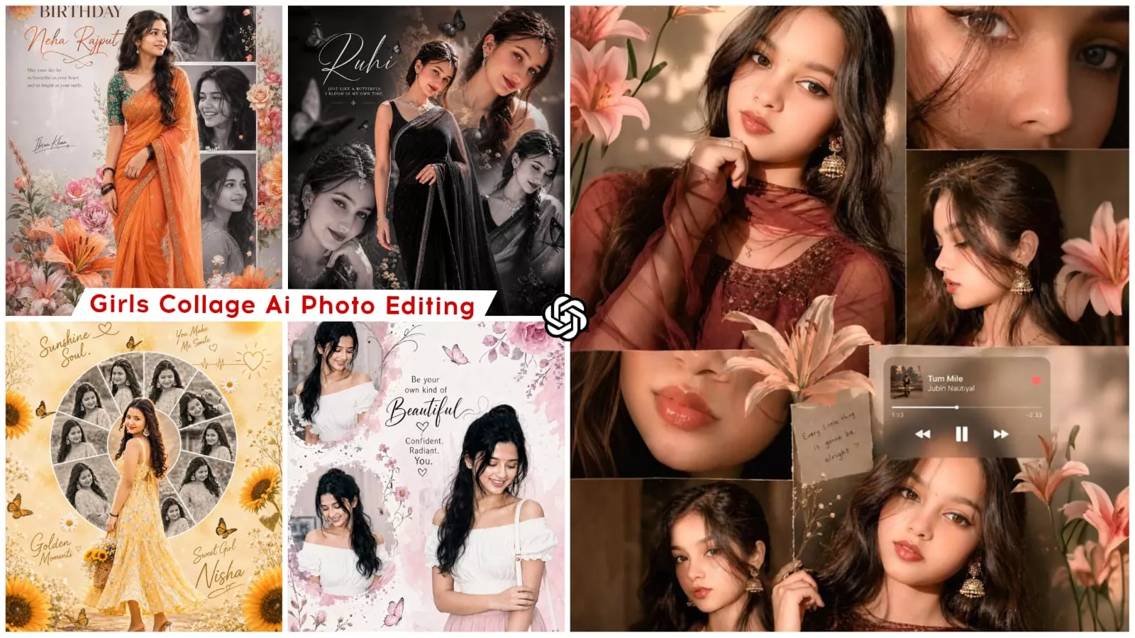 Trending Chatgpt Collage Style Ai Photo Editing Prompts Girls